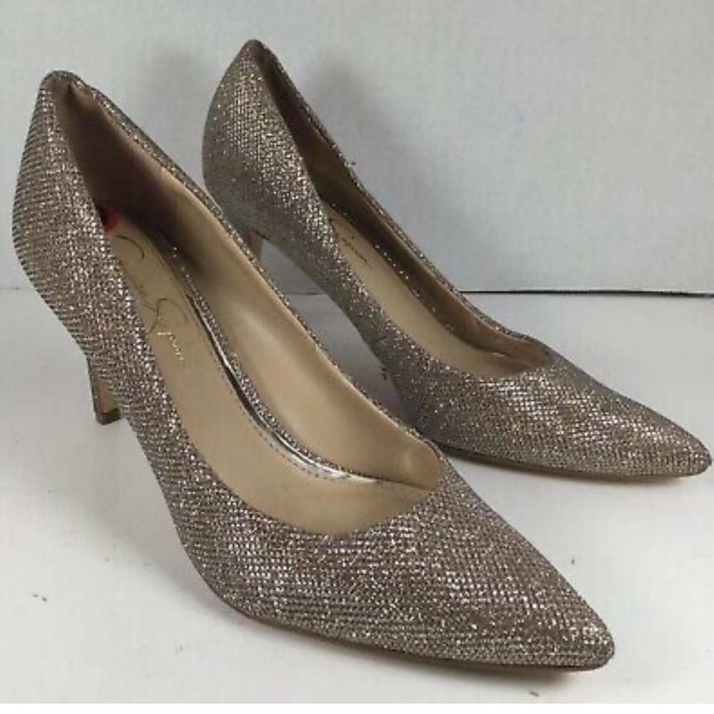 Jessica Simpson glitzy metallic gold heel pumps - Picture 5 of 5